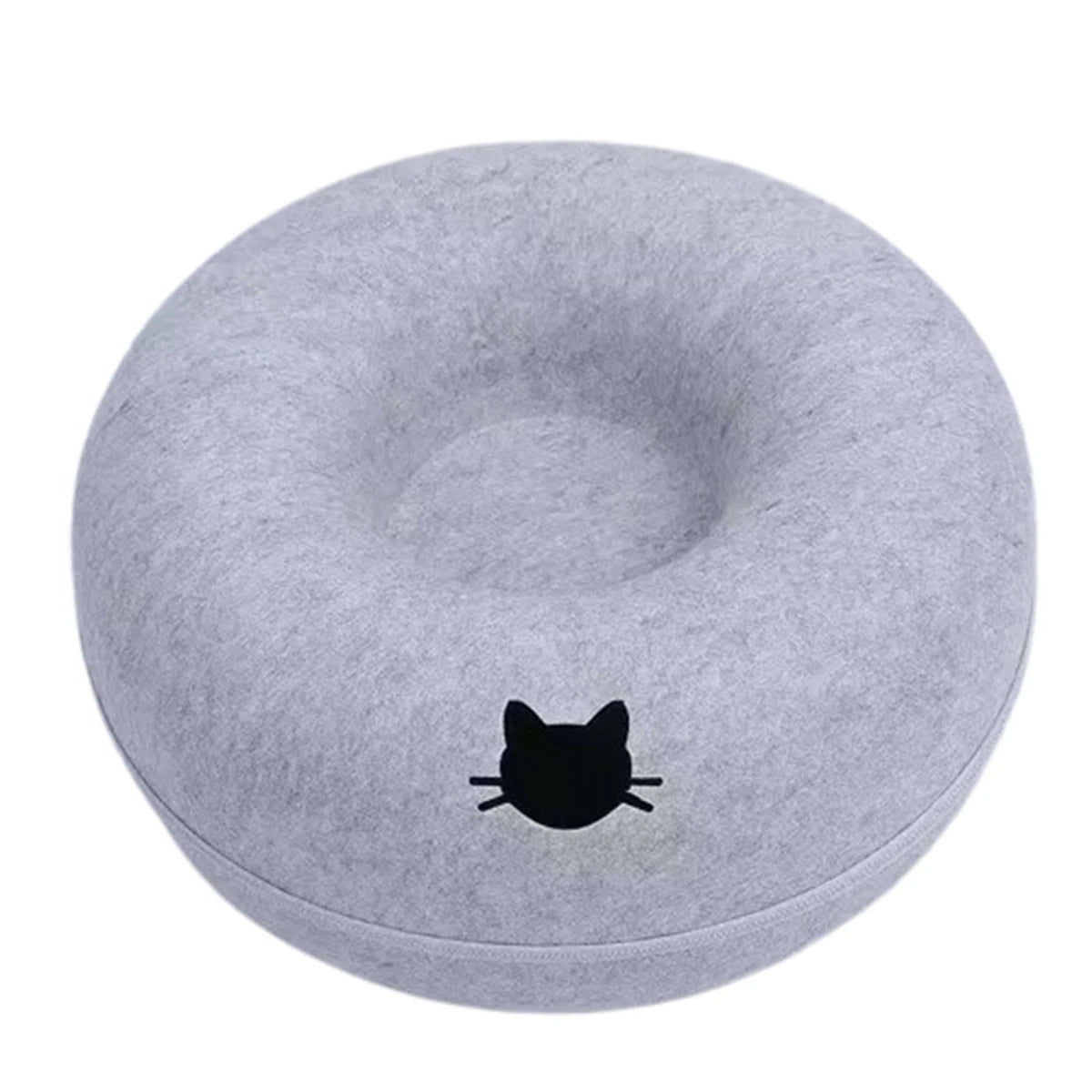 Felt Donut Tunnel Cat Bed - Light grey / 50 x 50 x 23 cm