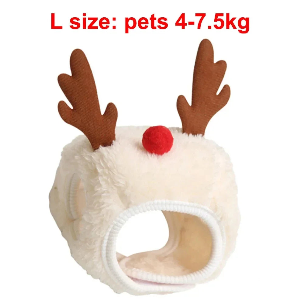 Christmas Hat or Bib for Pets - Antler hat, L (4 to 7.5 kg)