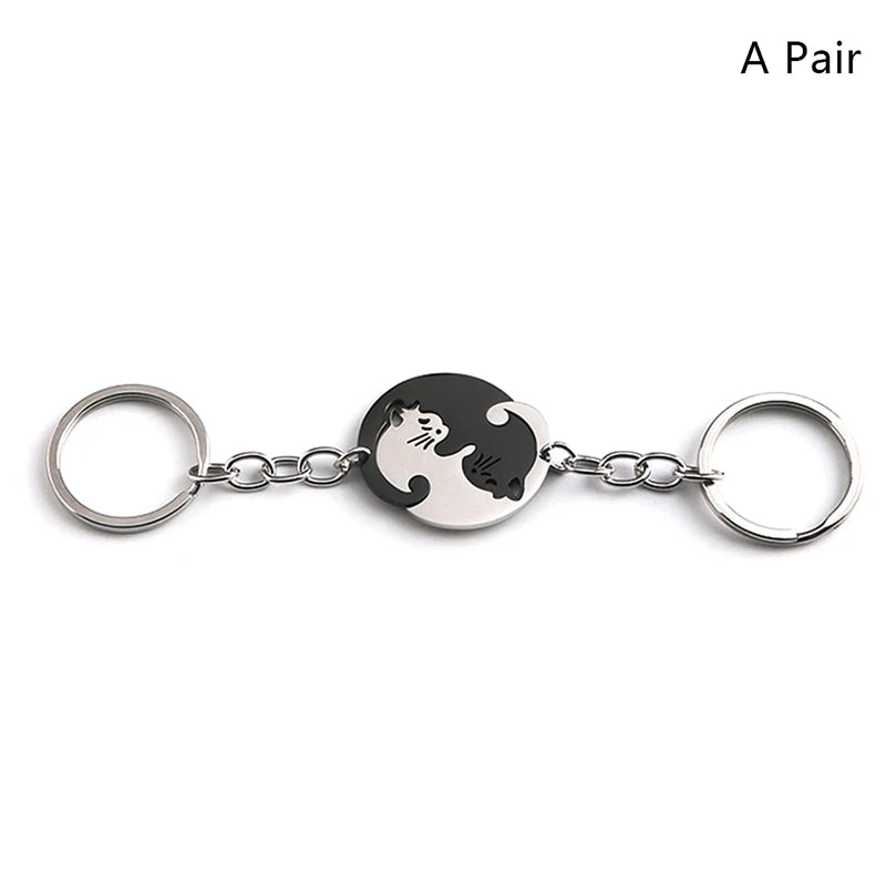 Hugging Cats Heart Keyring
