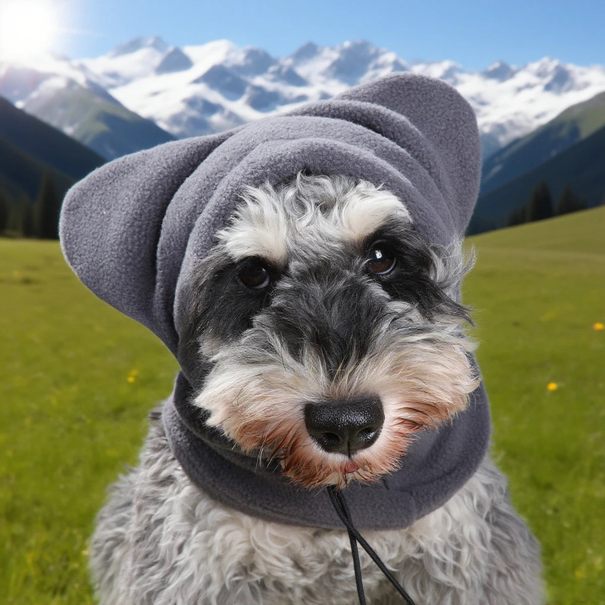 Fleece Snood Hat with Ears - S / Grey