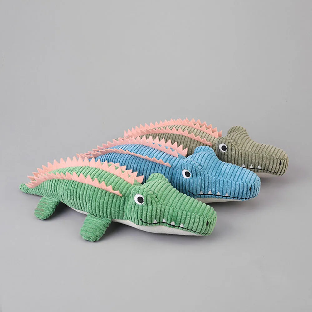 Squeaky Corduroy Crocodile Dog Toy