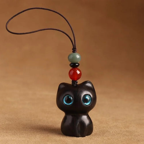 Carved Wooden Cat Figurine