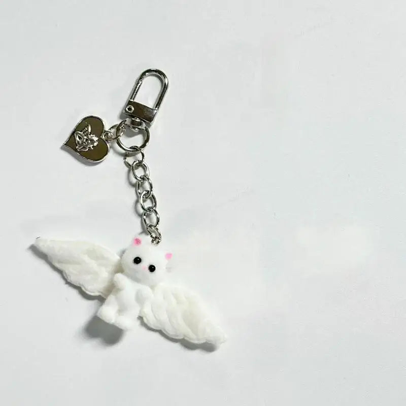 Angel Wings Kitty Heart Keyring