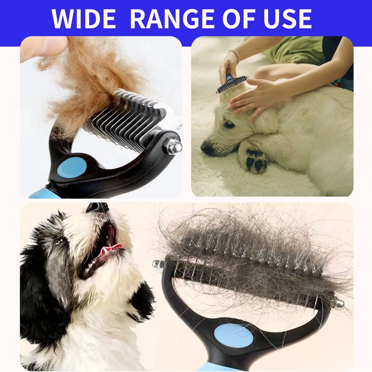 Double-sided deshedding and dematting brush