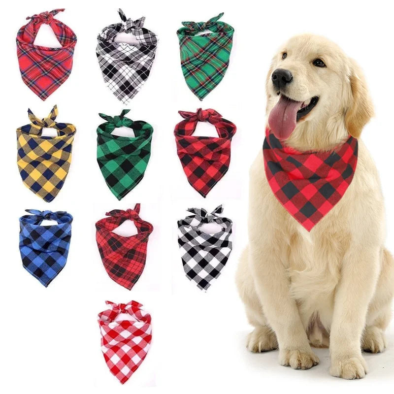 Plaid Cotton Bandana for Dogs