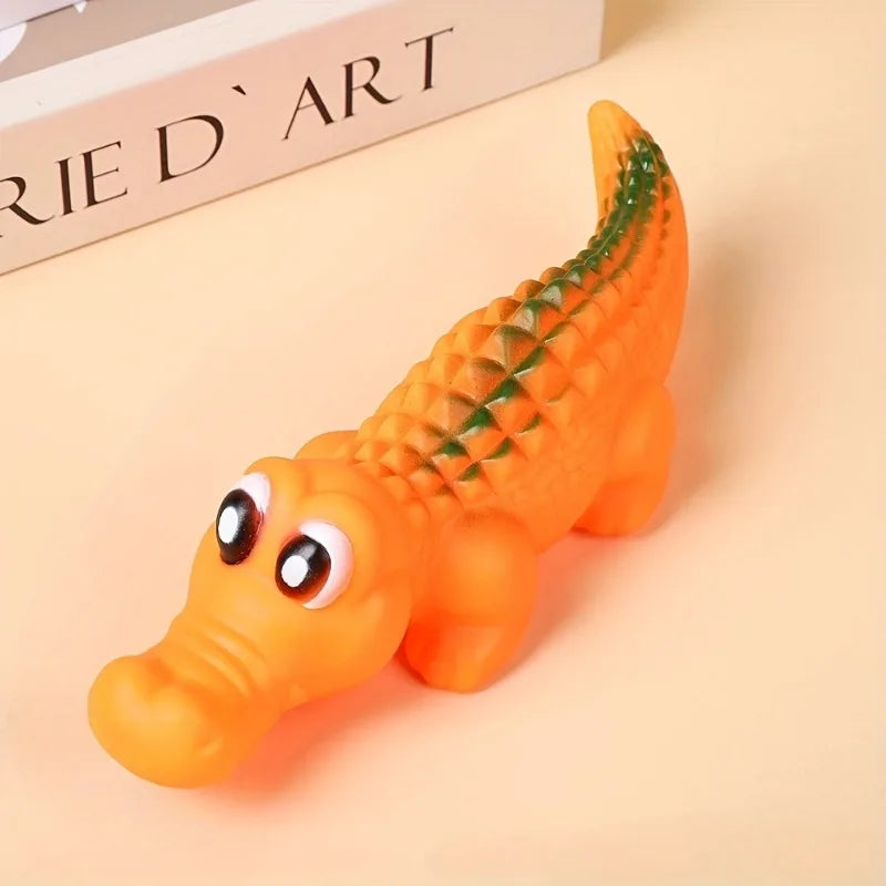 Latex Crocodile Squeaky Toy - Orange