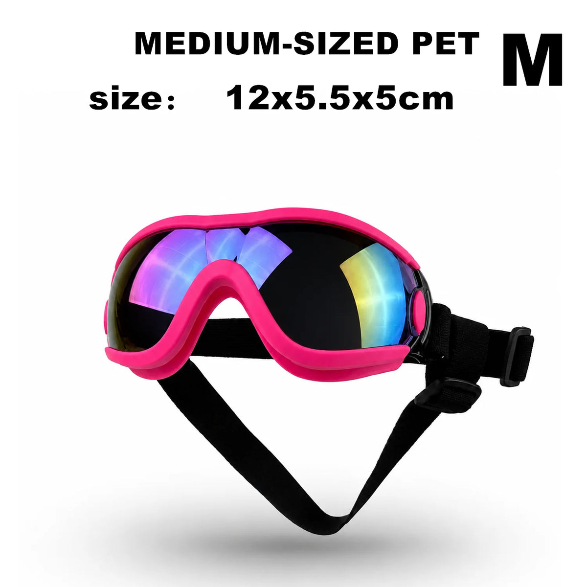 Dog Goggles with UV Protection - Pink, blue lens, M