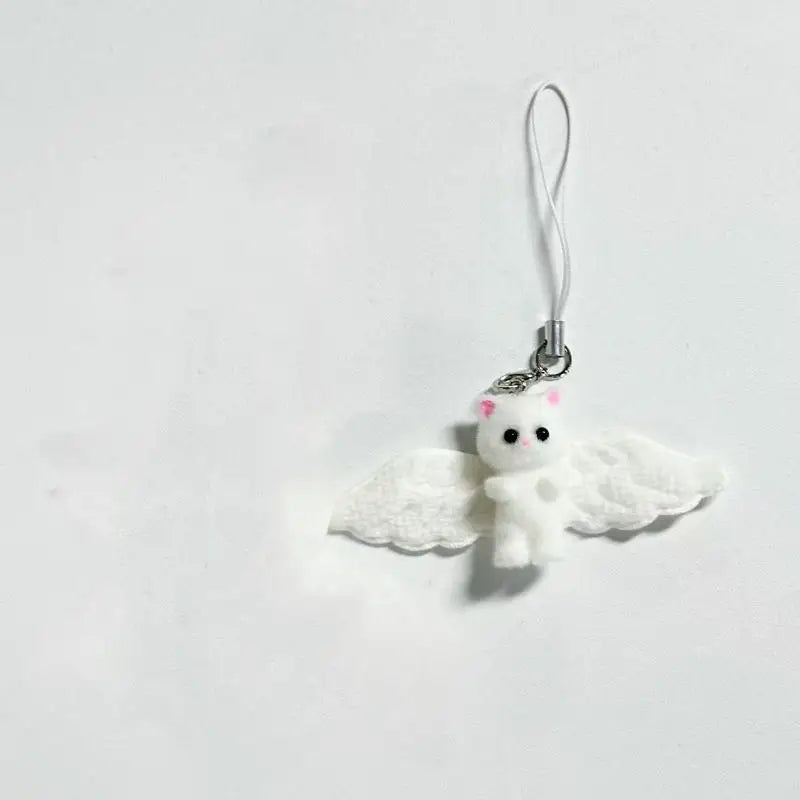 Angel Wings Kitty Heart Keyring
