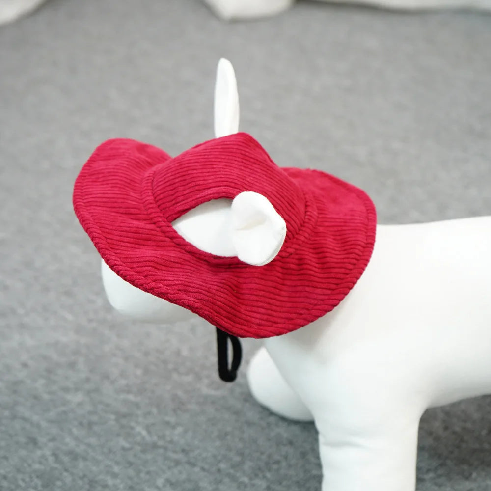 Corduroy Baseball Cap for Dogs - Red / XS (2 to 5 kg)