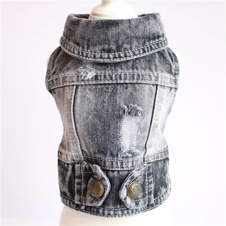 Denim Jacket for Small Dogs - Grey / XS (1 to 1.5 kg)
