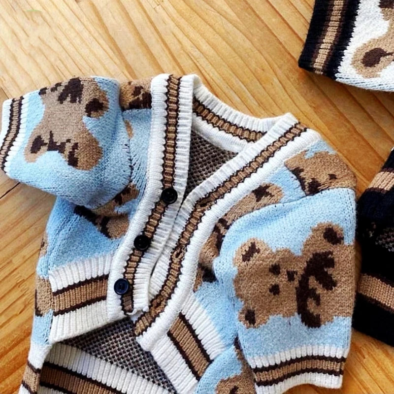 Striped Cardigan Jumper for Small Dogs