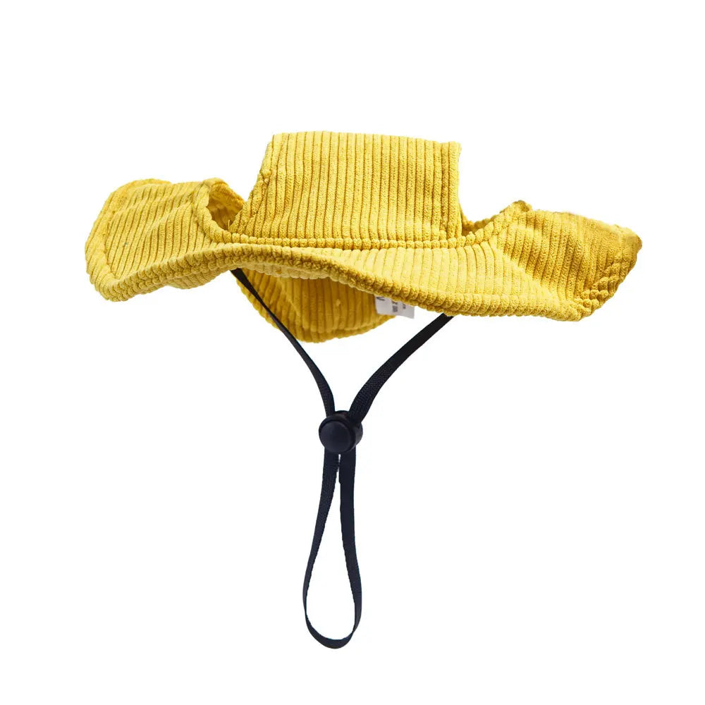 Dog Sun Hat with Chin Strap - Yellow / XS (2 to 5 kg)