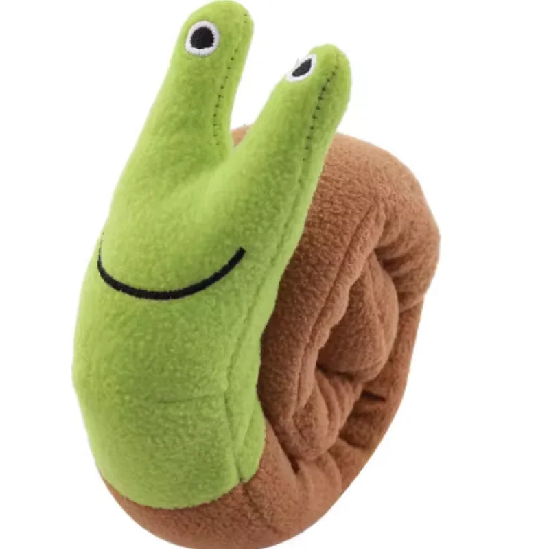 Small Squeaky Plush Animal Dog Toy - Green Snail
