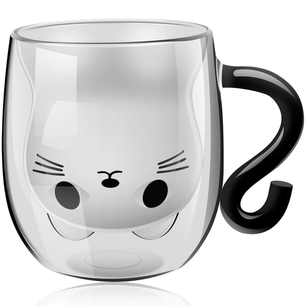 Double-Wall Glass Cat Mug