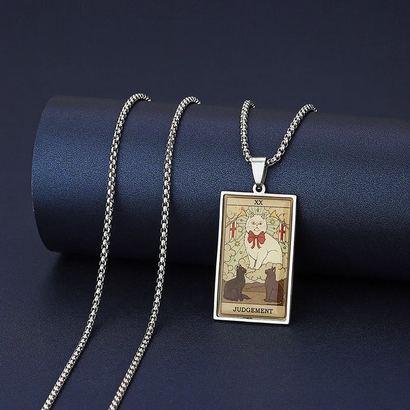 Cat Tarot Card Necklace