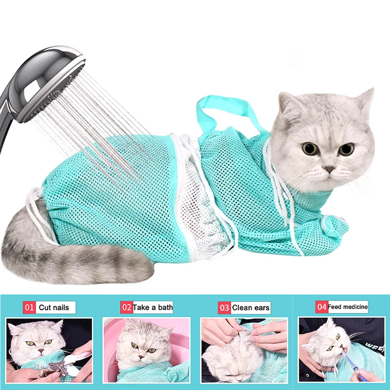 Mesh Cat Grooming and Bath Bag