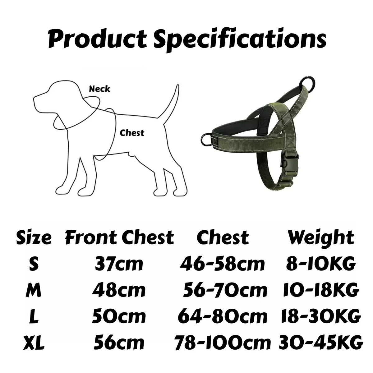 Padded No-Pull Dog Harness with Handle, Large Dogs