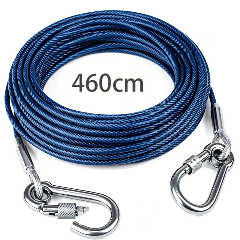 Heavy-Duty Steel Dog Tie-Out Cable - Blue 460 cm