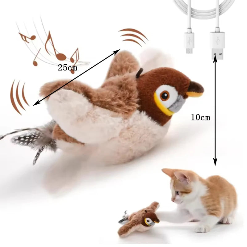 Chirping Flapping Bird Cat Toy, Rechargeable