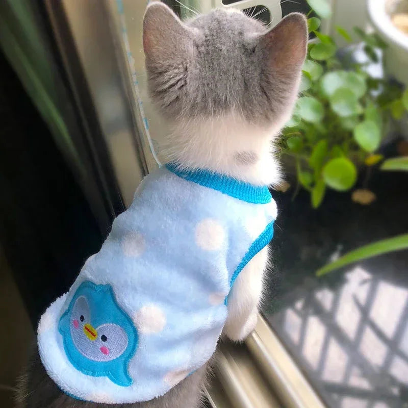 Cartoon Fleece Vest for Cats and Small Dogs