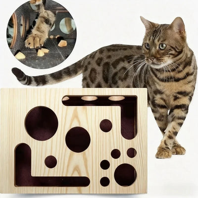 Wooden Cat Maze with Scratch Pad