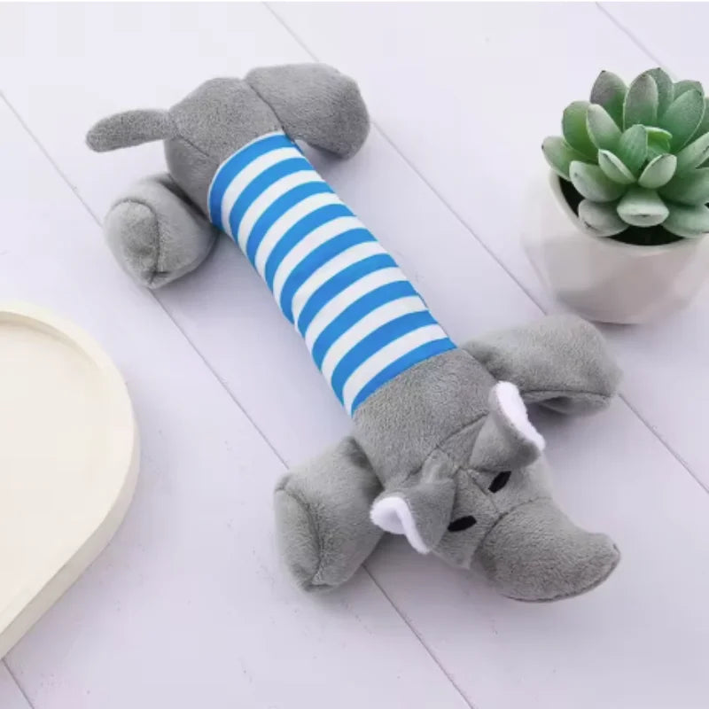 Small Squeaky Plush Animal Dog Toy - Gray Elephant