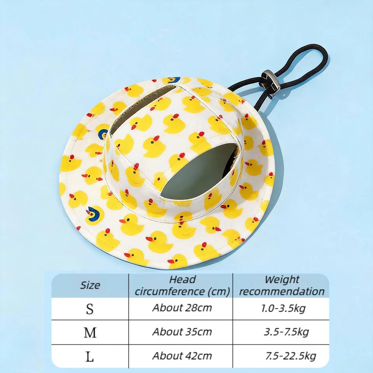 Printed Bucket Hat for Pets - Yellow Duck / S (1 to 3.5 kg)