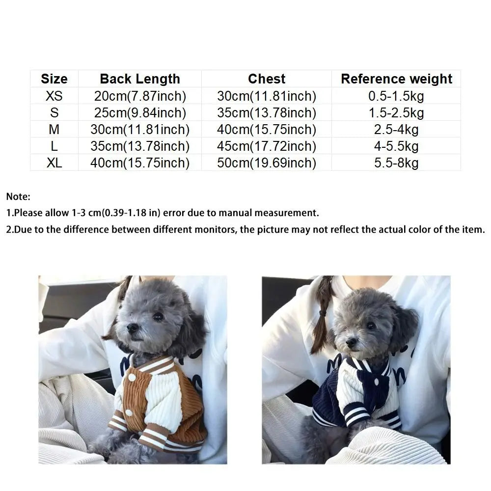 Corduroy Baseball Jacket for Dogs