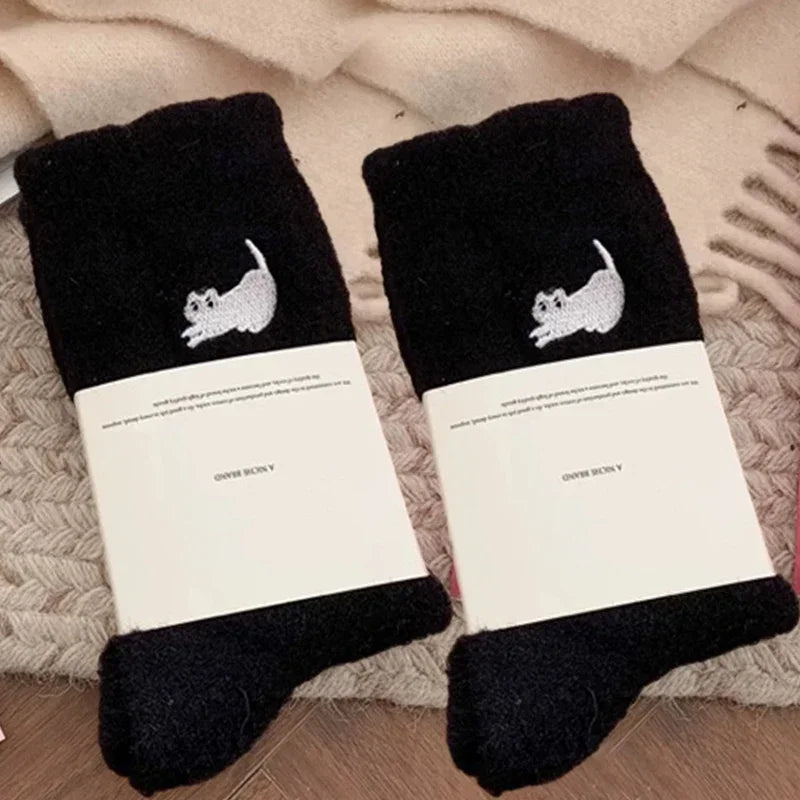 Fuzzy Cat Face Socks
