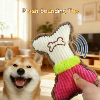 Squeaky Plush Bone Dog Toy