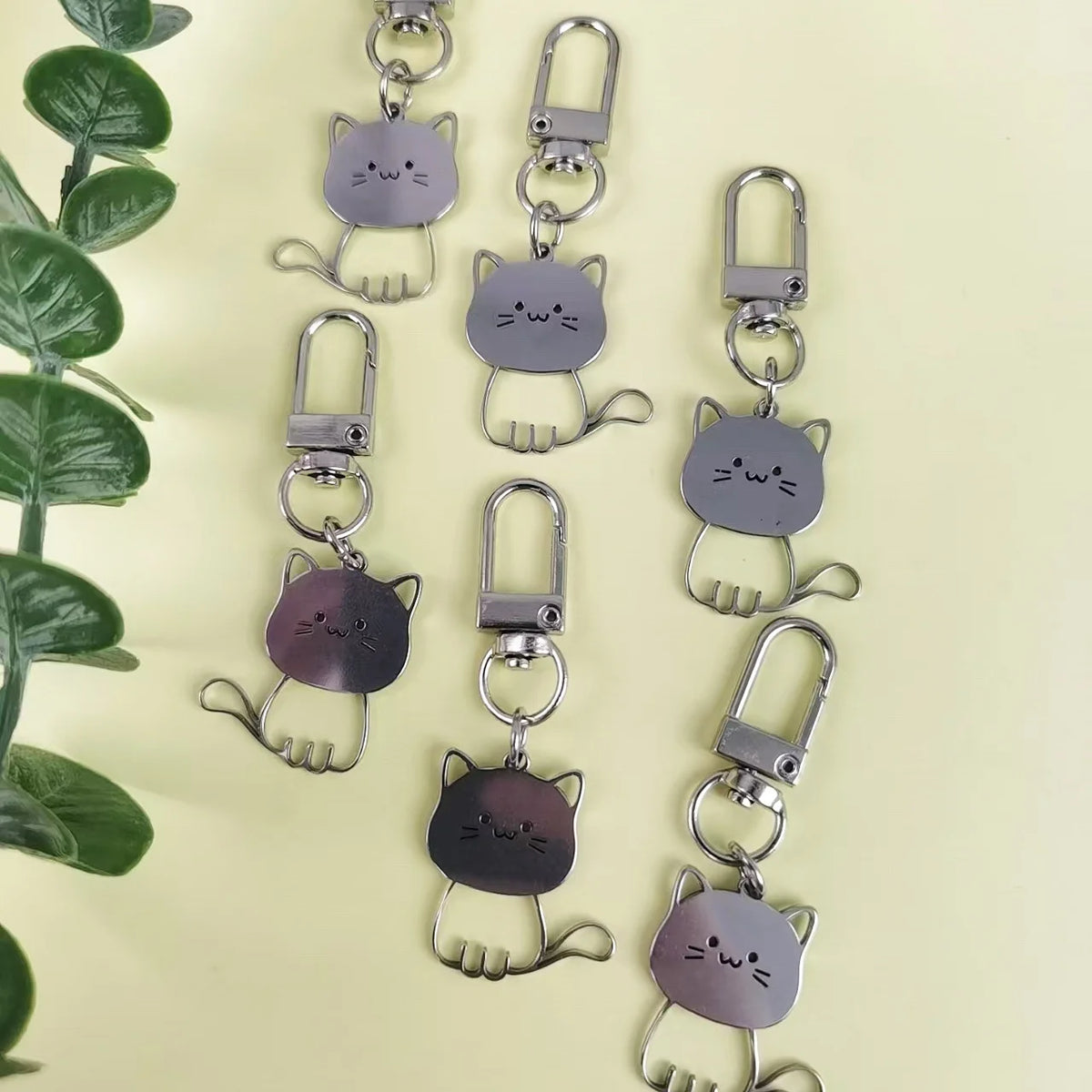 Cat & Fish Steel Keyring