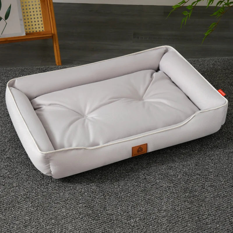 Sofa-Style Dog Bed with Raised Sides - M / Square Light Grey