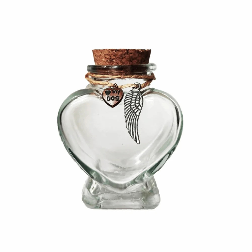 Glass Heart Fur Keepsake Bottle
