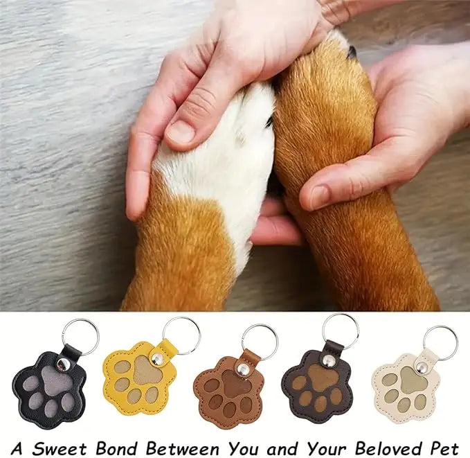 Leather Dog Fur Keepsake Keyring