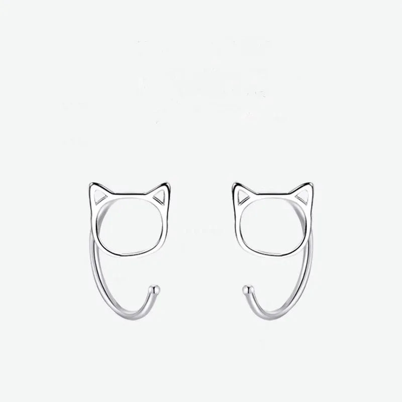 Hollow Cat Stud Earrings