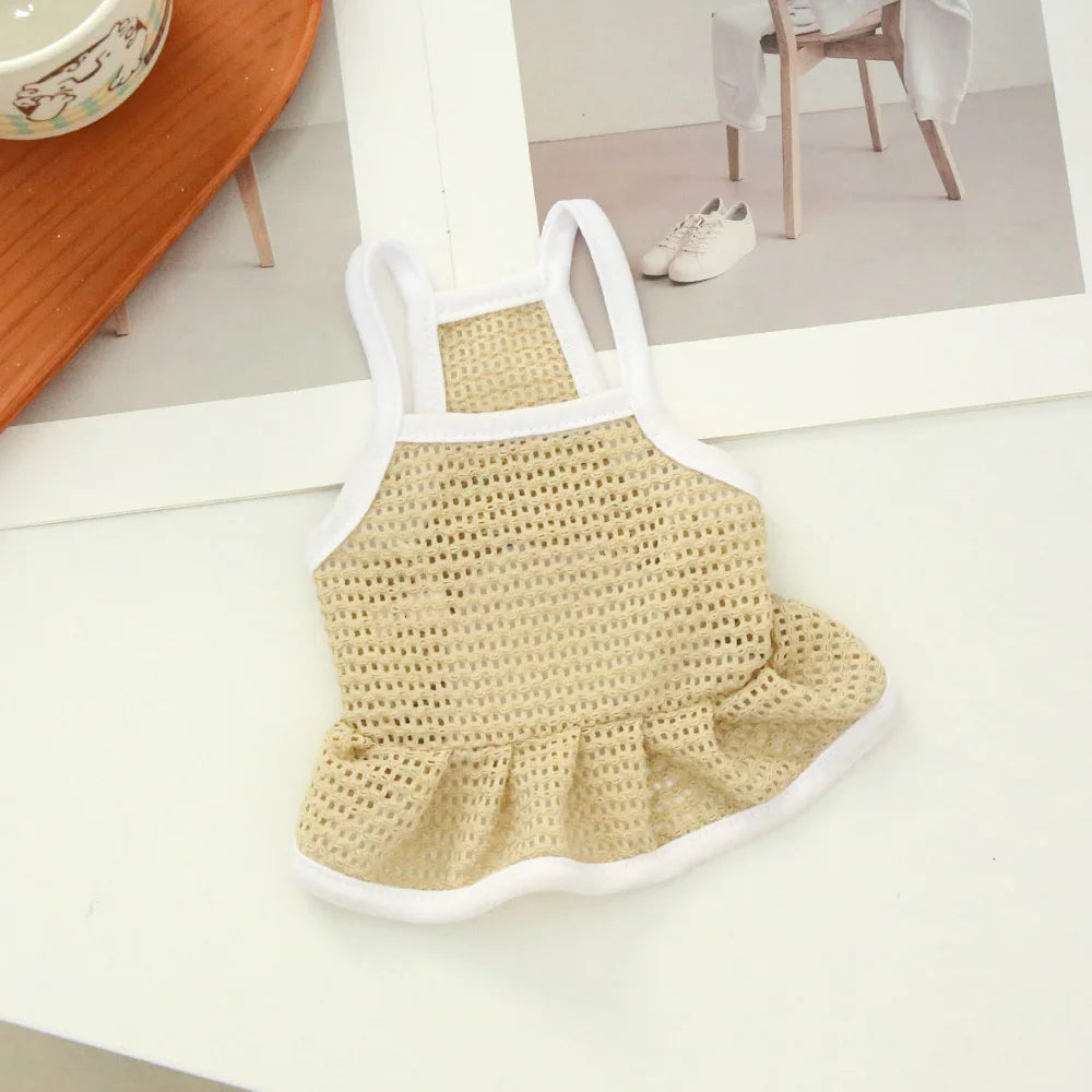 Mesh Summer Dress for Small Dogs and Cats - Yellow / XS