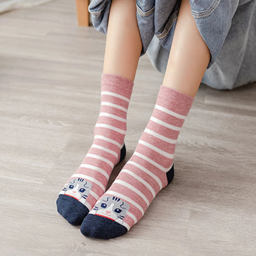 Cat Pattern Crew Socks