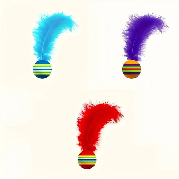 Feather Ball Cat Toys, Pack of 3