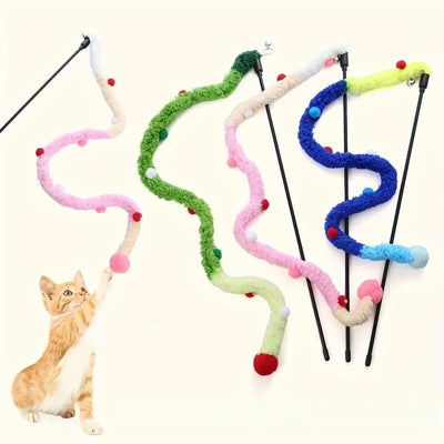 Plush Strip Cat Teaser Wand