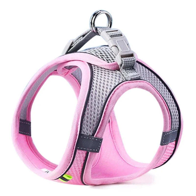 Reflective Step-In Harness and Lead Set for Small Dogs and Cats - Pink / M