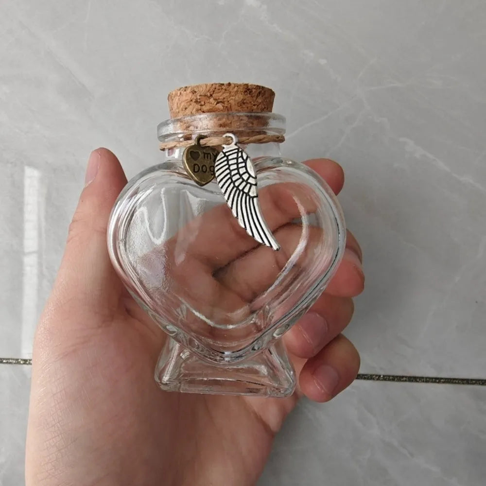 Glass Heart Fur Keepsake Bottle