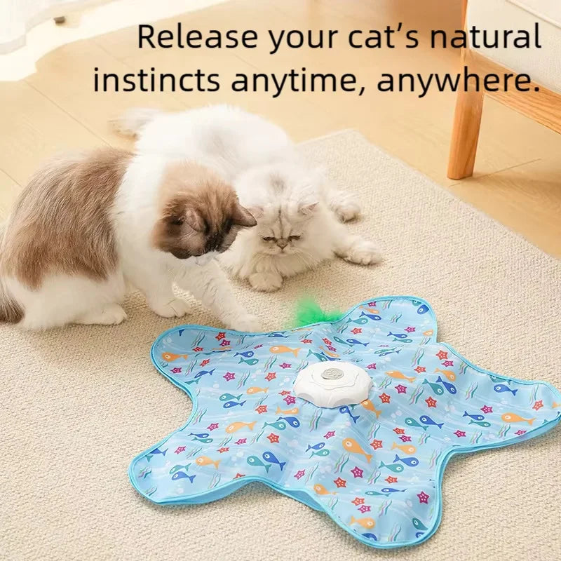 Cat Hunting Mat with Spinning Feather Toy