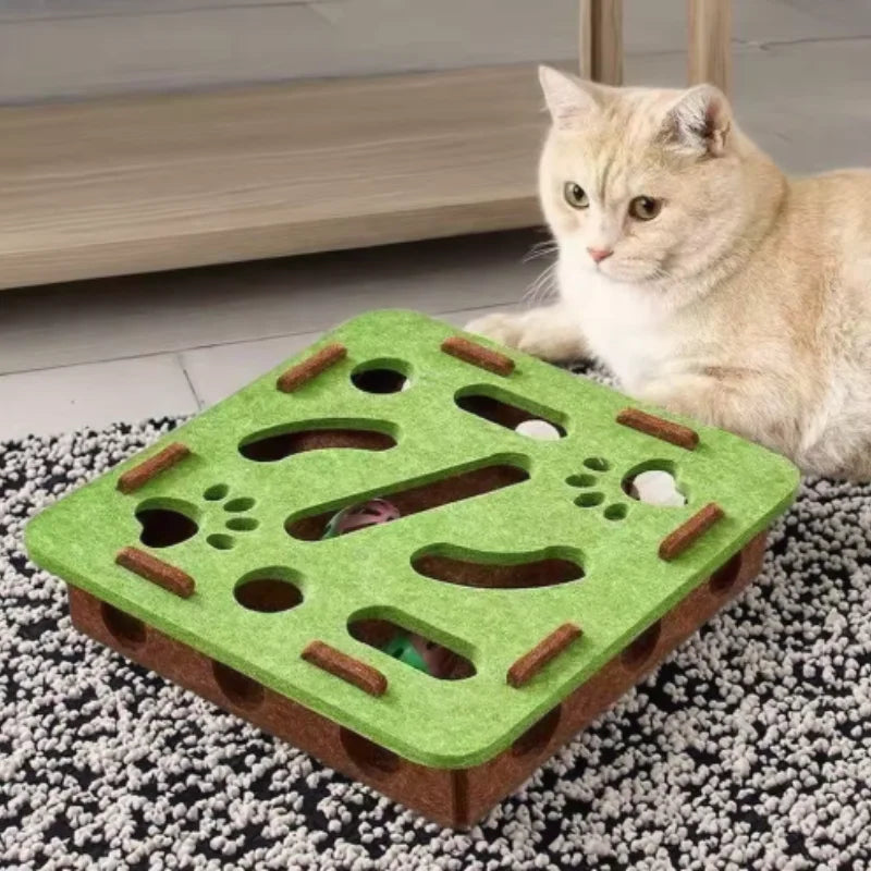 Felt Puzzle Maze Cat Toy with Ball