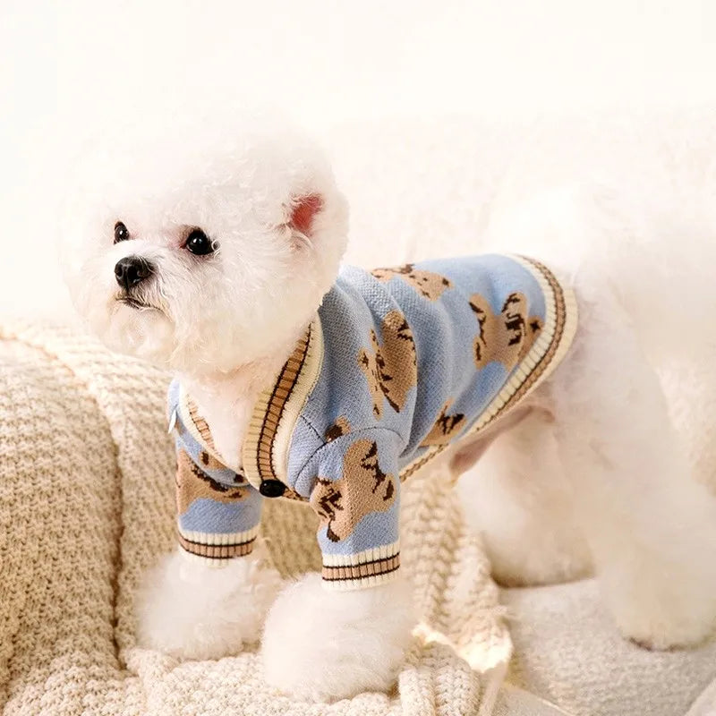 Striped Cardigan Jumper for Small Dogs