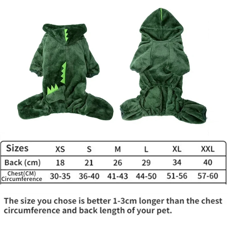 Dinosaur Hooded Fleece Jumpsuit - Green / XS