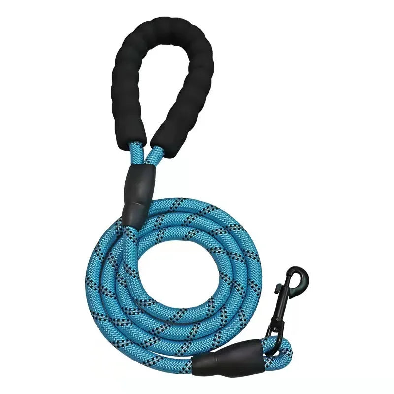 Reflective Nylon Rope Dog Lead - Sky Blue / 0.8 cm 1.5 m