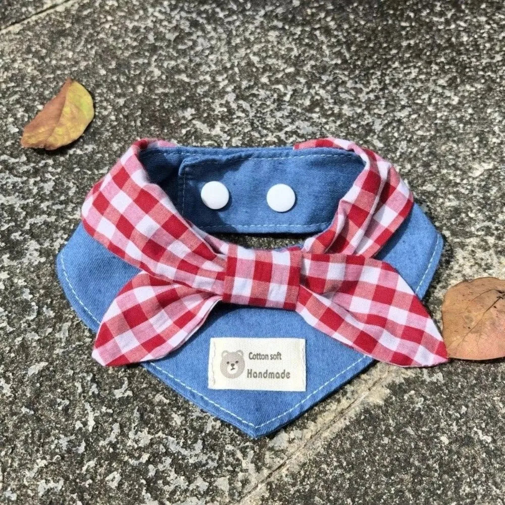 Gingham Bandana Bib with Bow Tie