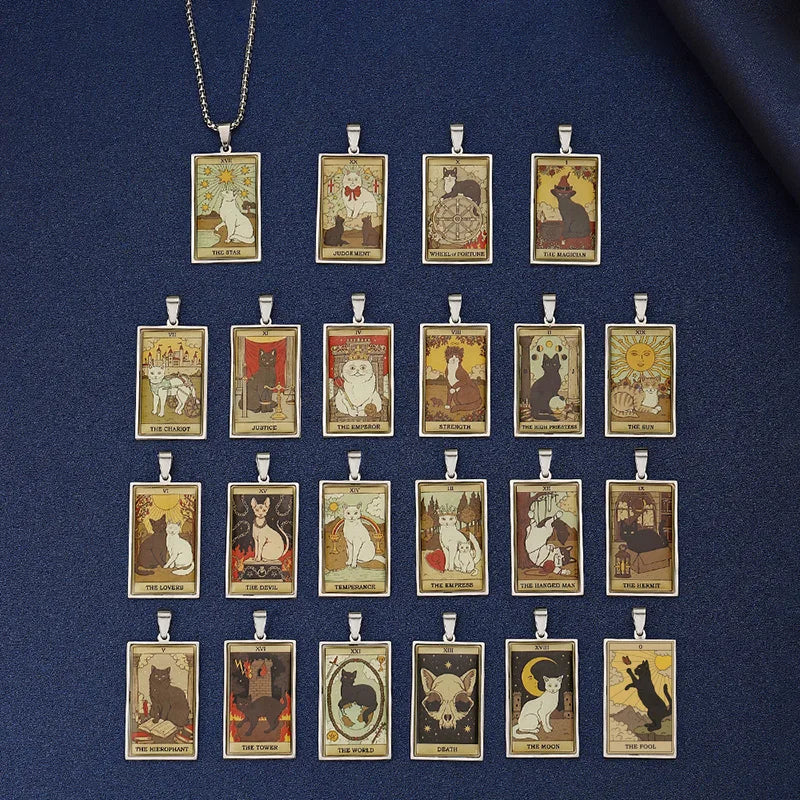 Cat Tarot Card Necklace