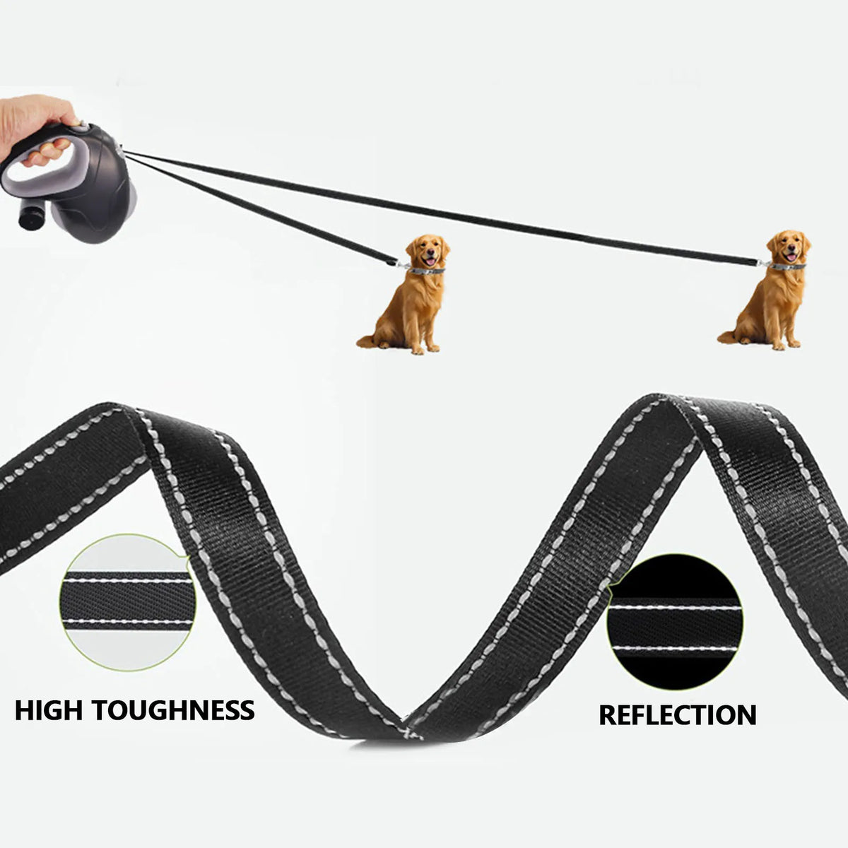 10 m Retractable Dog Lead with Bag Holder