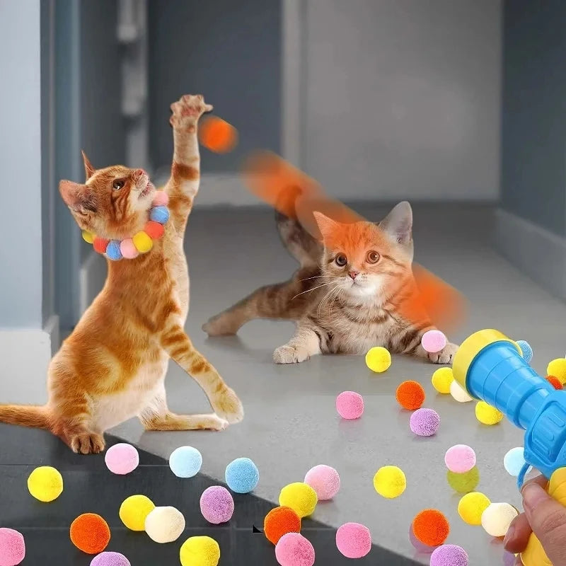 Pom-Pom Ball Launcher Cat Toy